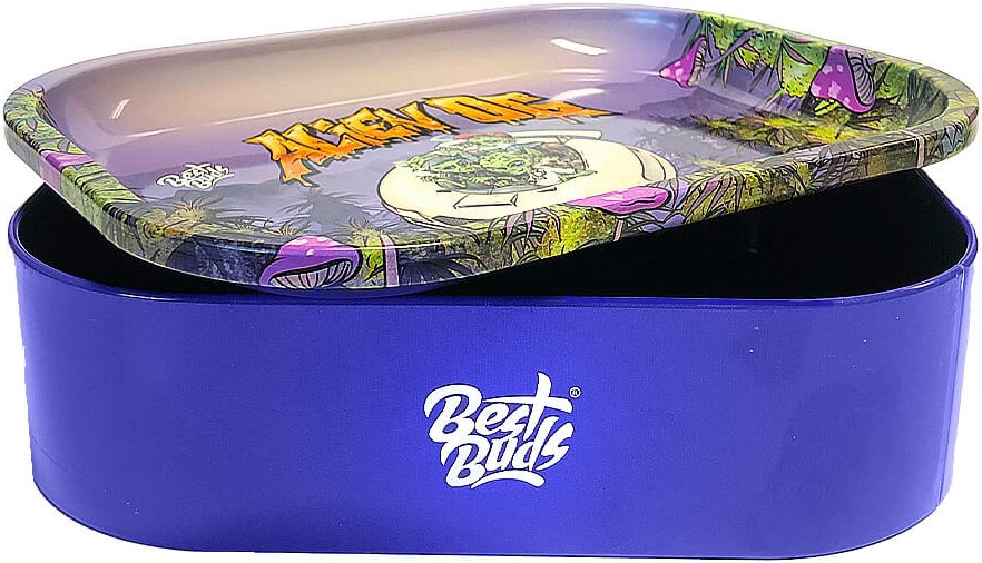 Best Buds Thin Box Rolling Tray with Storage, Alien OG - Image 2